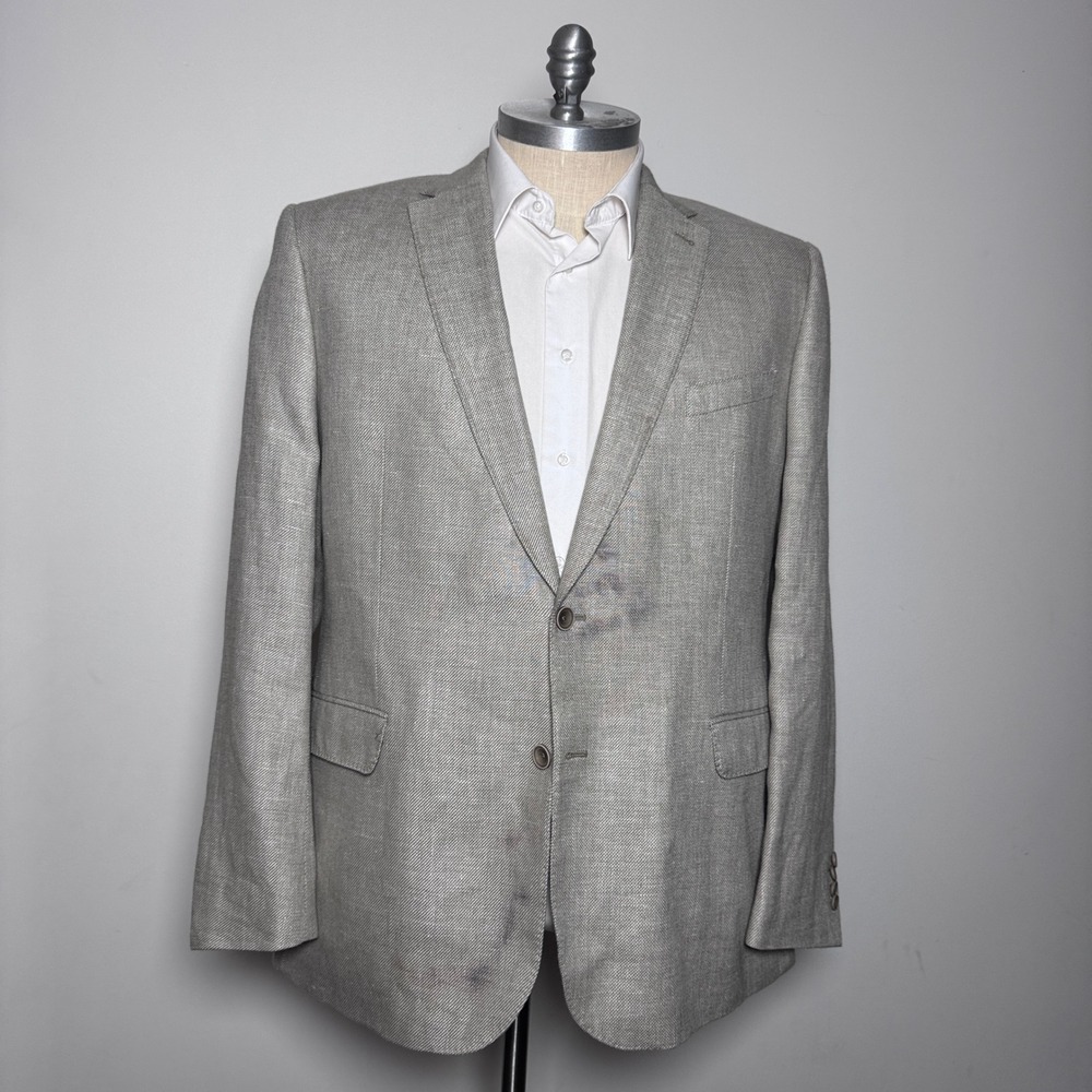 Joseph Abboud Heritage Blazer Mens 48L Gray Linen Wool Blend (damaged)